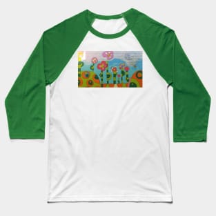 Colorful Outdoor Street Art Mural in Bloomington Indiana Baseball T-Shirt